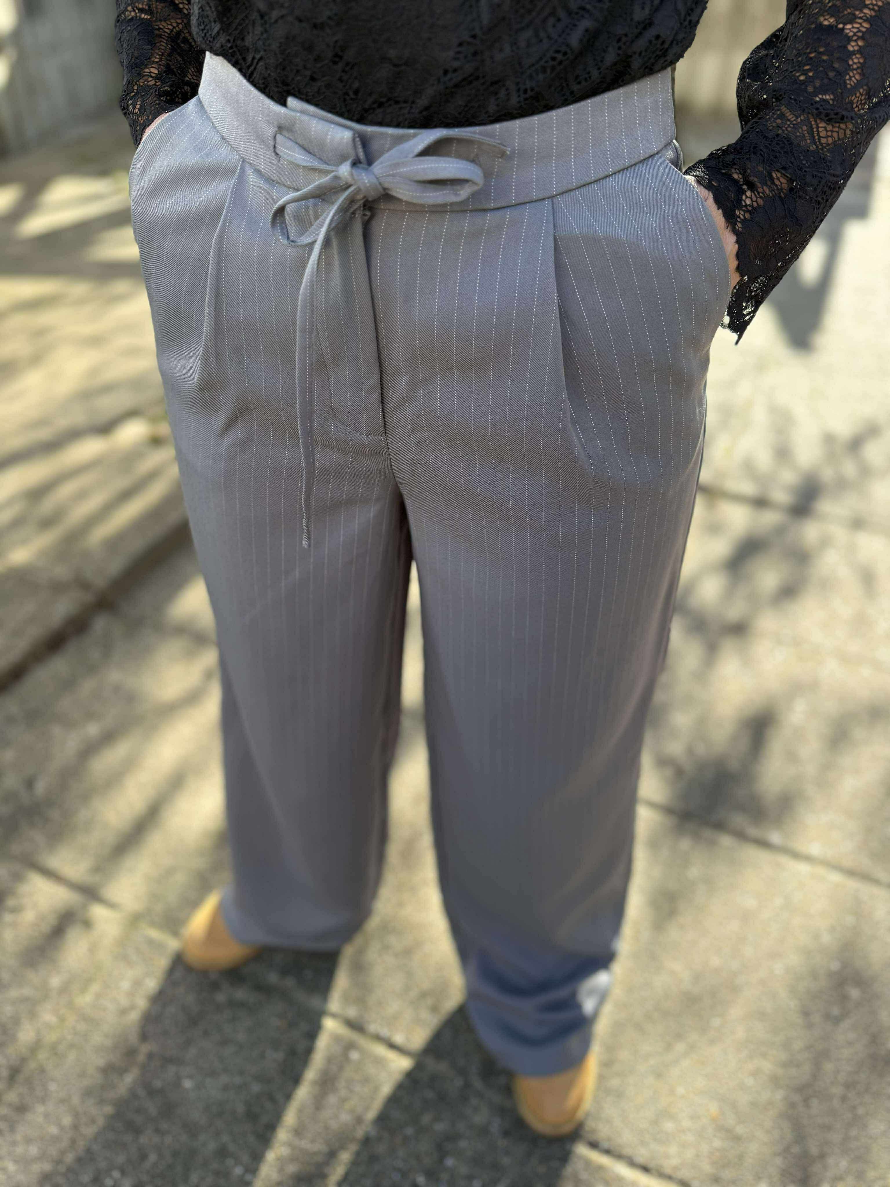 PCFALKA Trousers - Grey Pinstripe